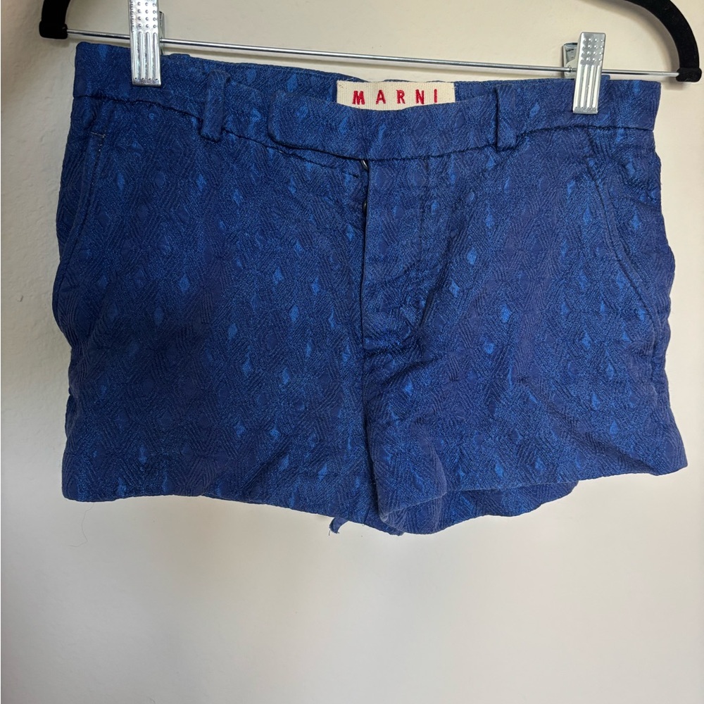 Marni Indigo Textured Shorts